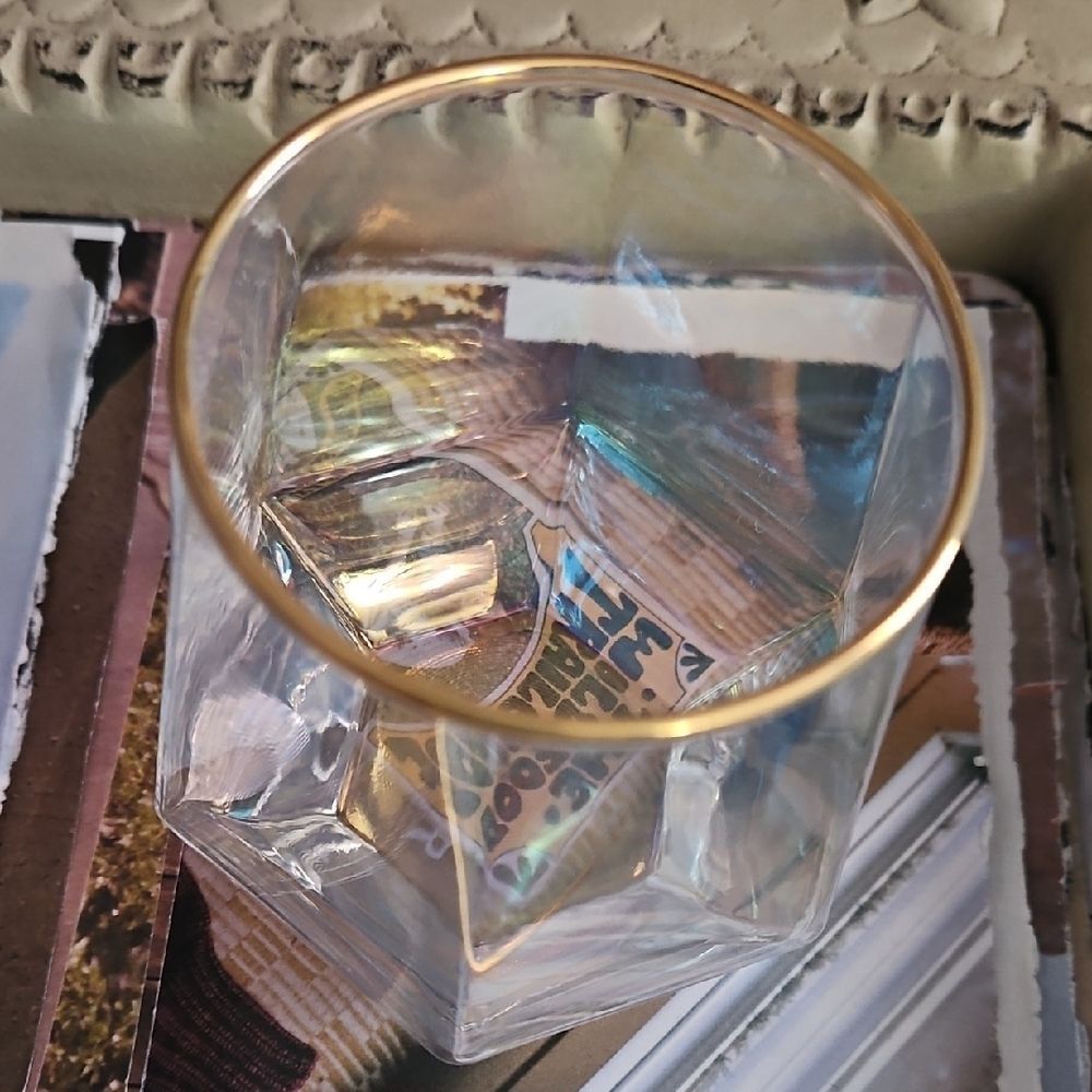 Iridescent Geometric Glasses with Gold Rim - Picture 5 of 6